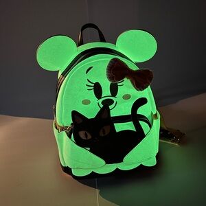Loungefly Disney Glow in the Dark Halloween Backpack with Cat and Bow